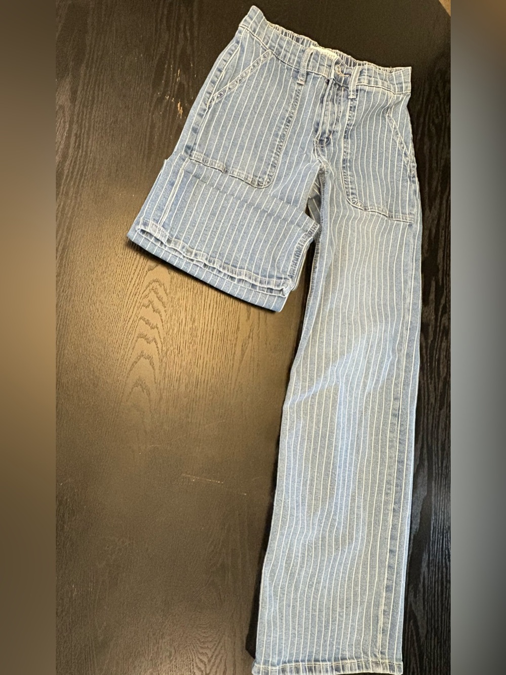Women’s Straight Leg Pinstripe Jeans - Dark Blue